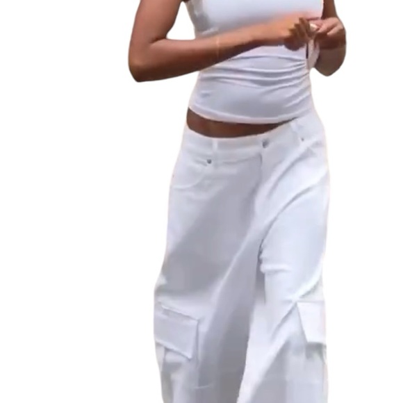 Local European Relaxed Cargo Denim Pants Wide Leg Oversized Medium - Picture 6 of 10